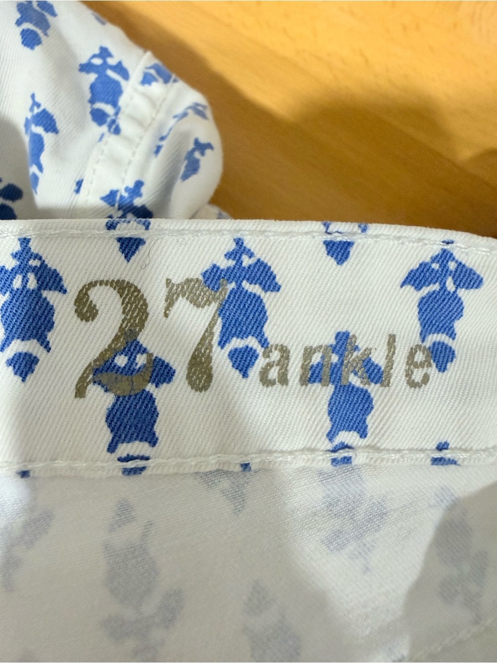 J. Crew toothpick White Ankle Pants Blue Micro Floral Print 27 - Picture 3 of 8